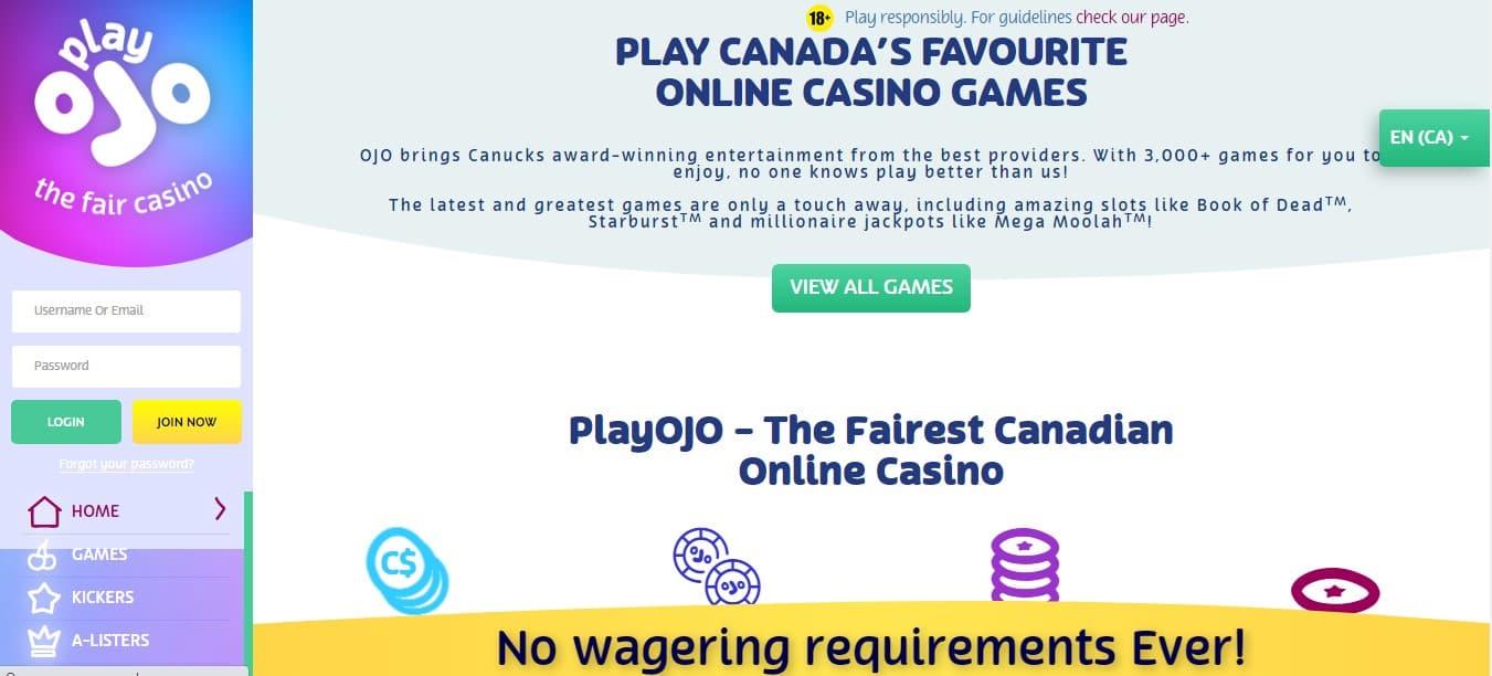 PlayOjo Casino Promotions