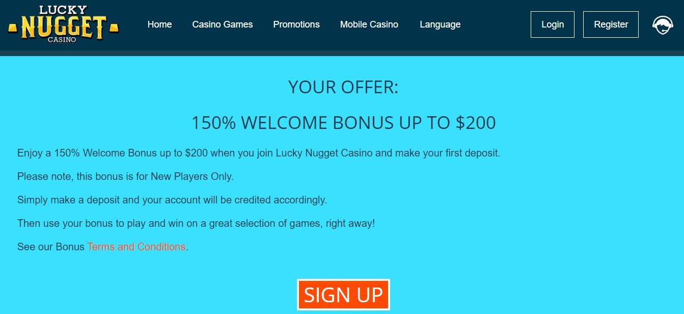 Lucky Nugget Casino Welcome Bonus