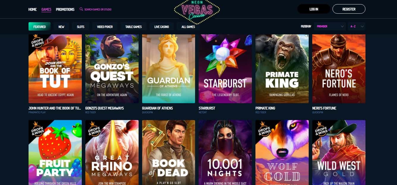 NeonVegas Casino Games