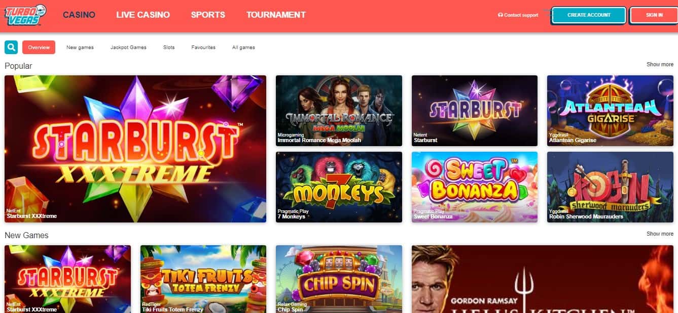 TurboVegas Casino Games